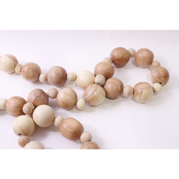 Light Brown, Wooden, Bead Garland, Folk Art, Decor, Accent, Rosary Beads, Home - Picture 4 of 4
